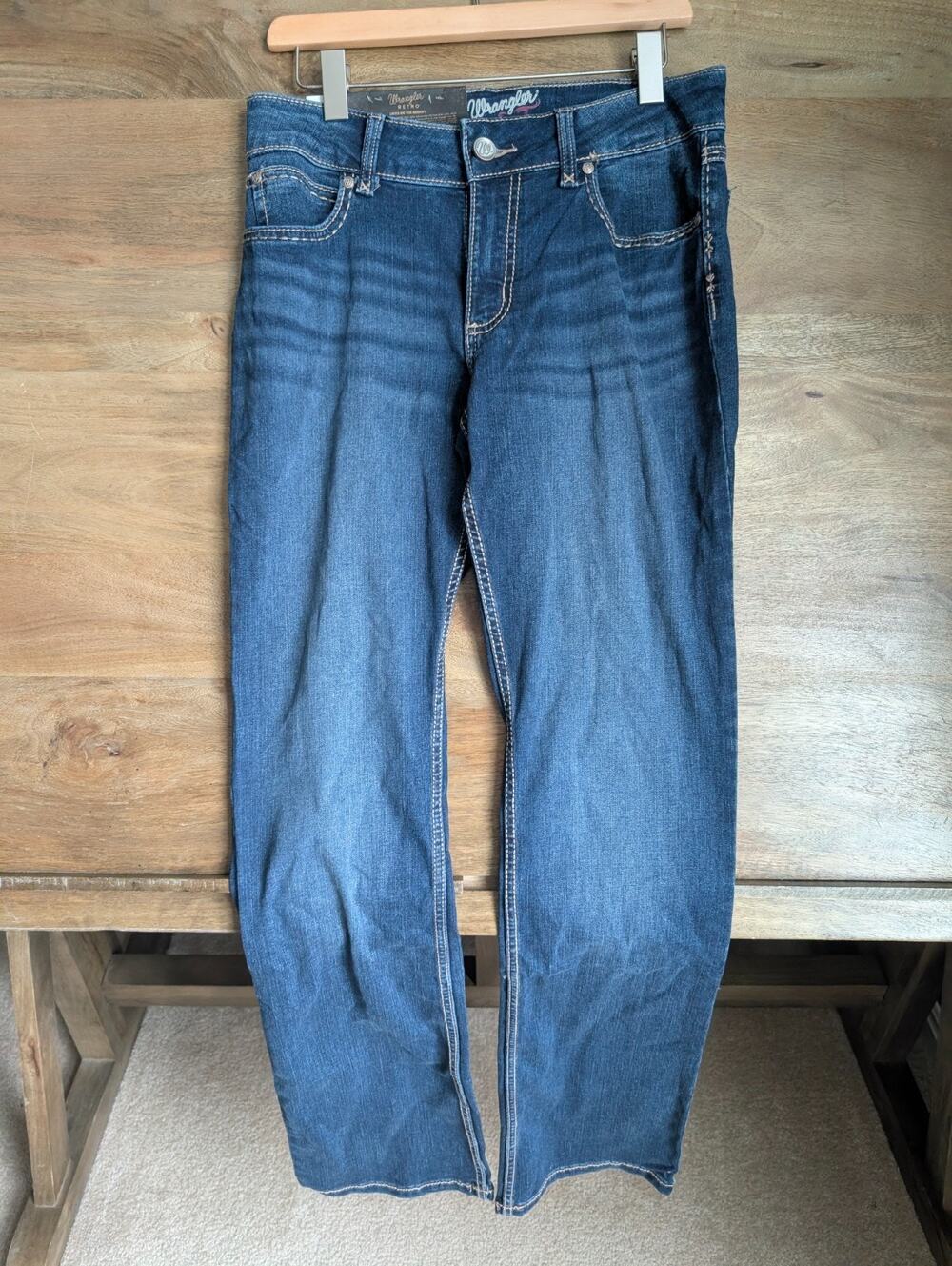 Wrangler Bootcut Jeans Women's 30/9x36 Blue Denim Retro Dark Wash Streetwear NWT